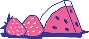 Illustration of strawberries and watermelon