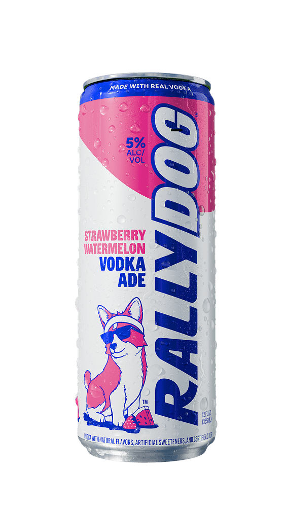 A can of Rally Dog Strawberry Watermelon Vodka Ade