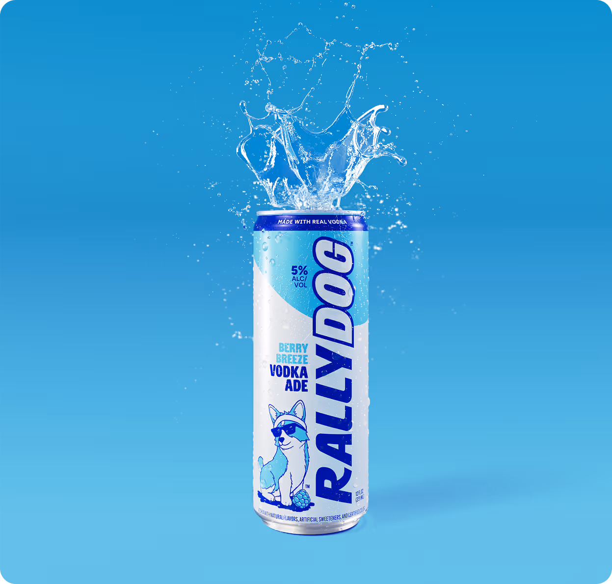 A can of Rally Dog Berry Breeze Vodka Ade