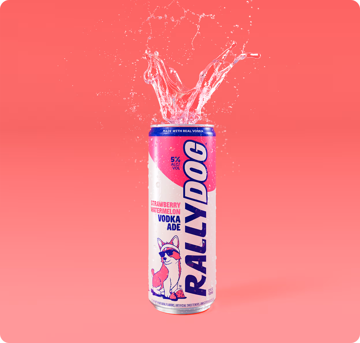 A can of Rally Dog Strawberry Watermelon Vodka Ade