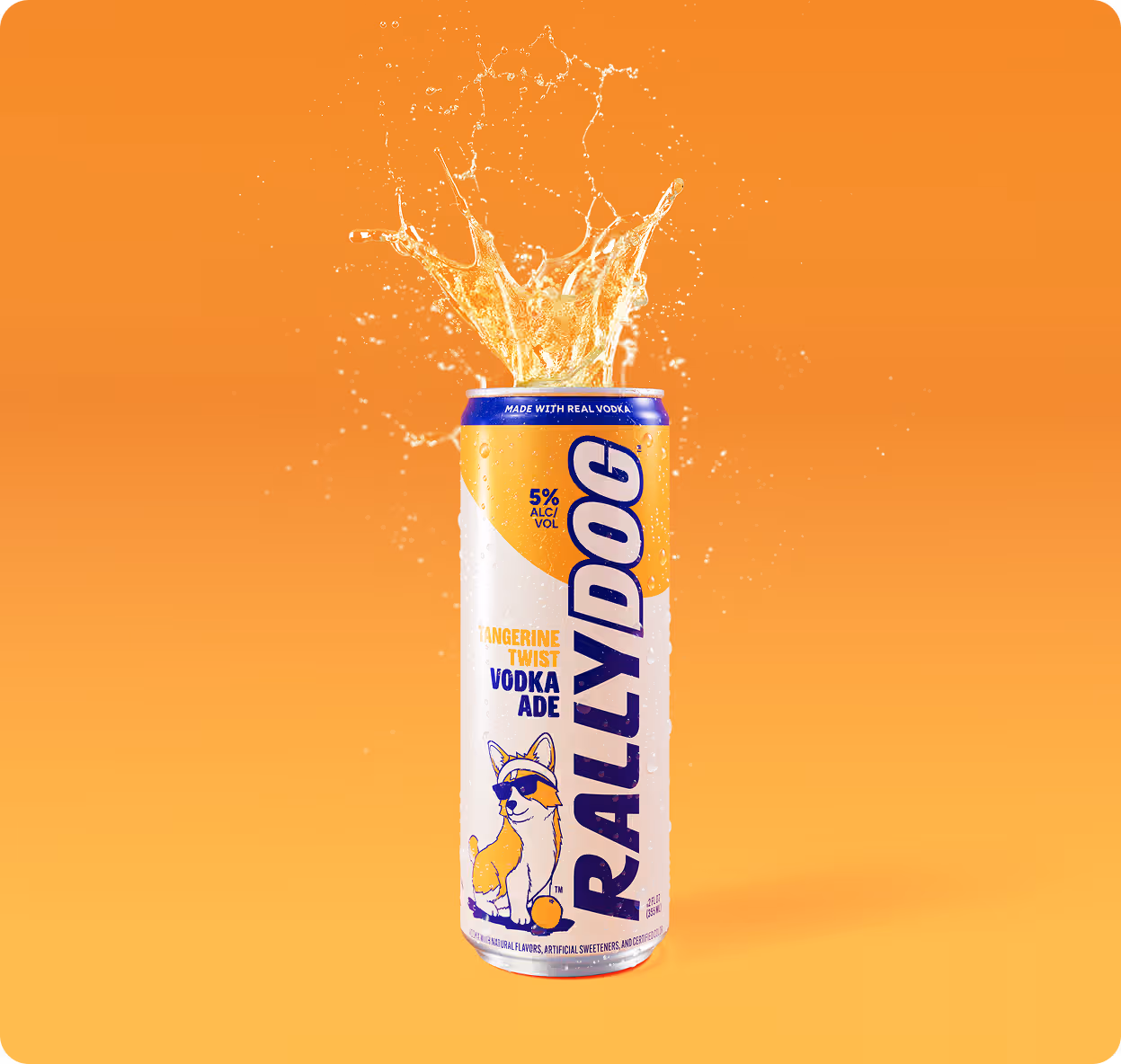 A can of Rally Dog Tangerine Twist Vodka Ade